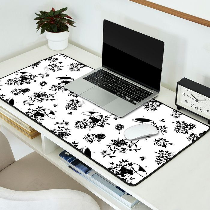 Black and white oriental pattern Desk Mat Gallery Image 2