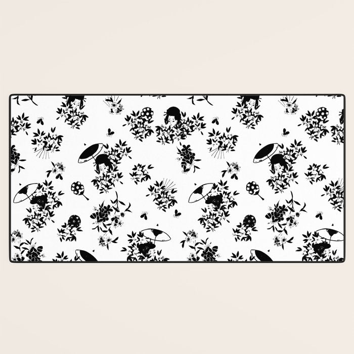 Black and white oriental pattern Desk Mat Gallery Image 3