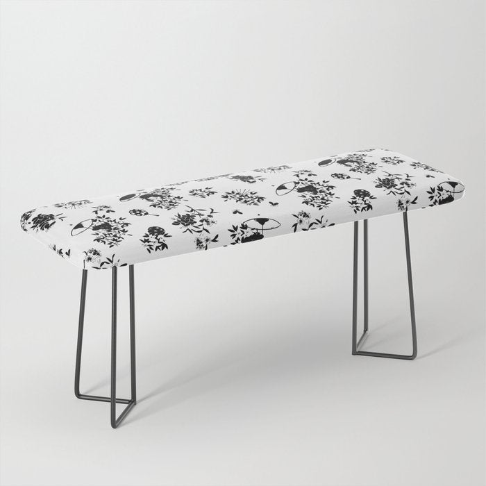 Black and white oriental pattern Bench Gallery Image 1