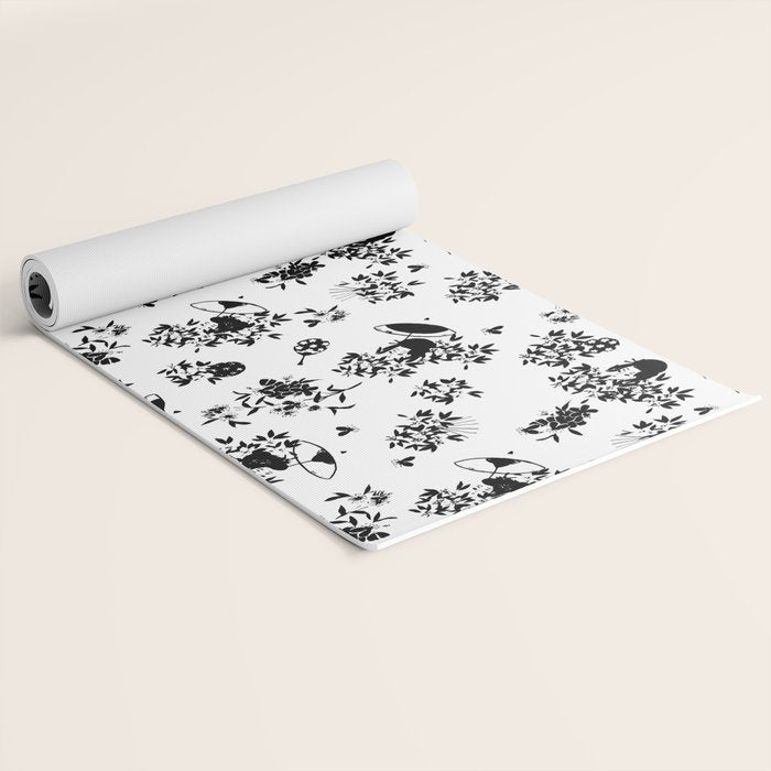 Black and white oriental pattern Yoga Mat Gallery Image 2