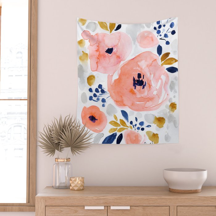 Genevieve Floral Wall Tapestry Gallery Image 2