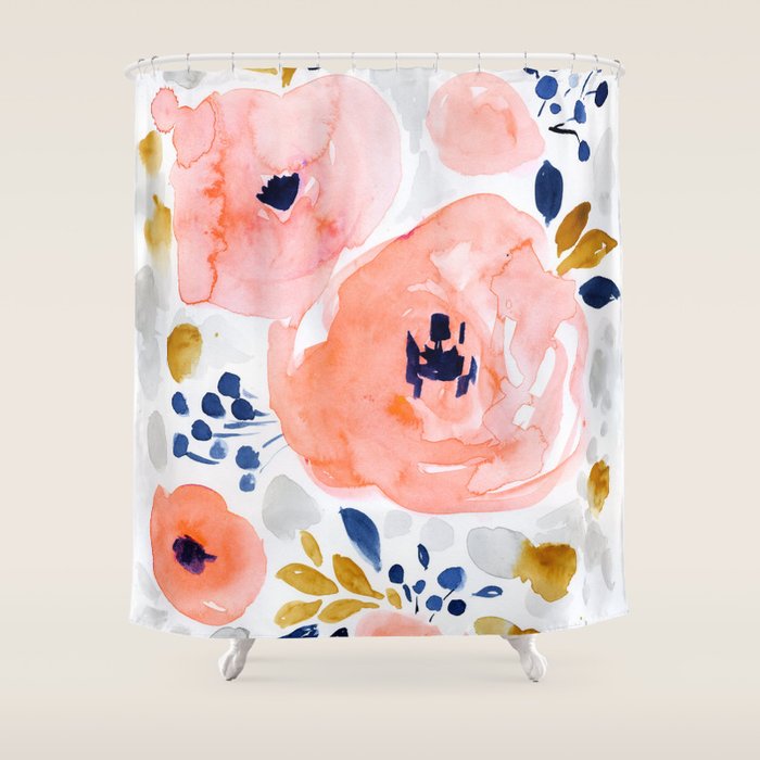 Genevieve Floral Shower Curtain Gallery Image 1
