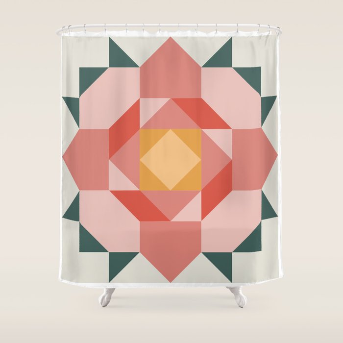 Quilt Square - Flower Shower Curtain Gallery Image 1