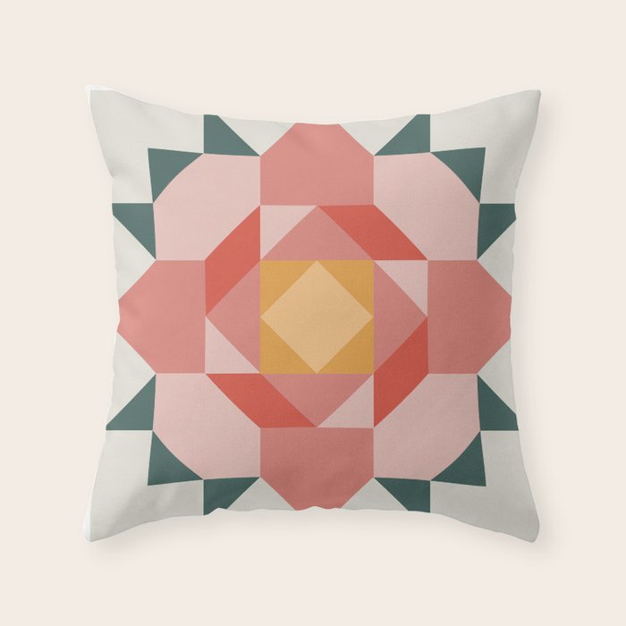 Quilt Square - Flower Throw Pillow Gallery Image 6