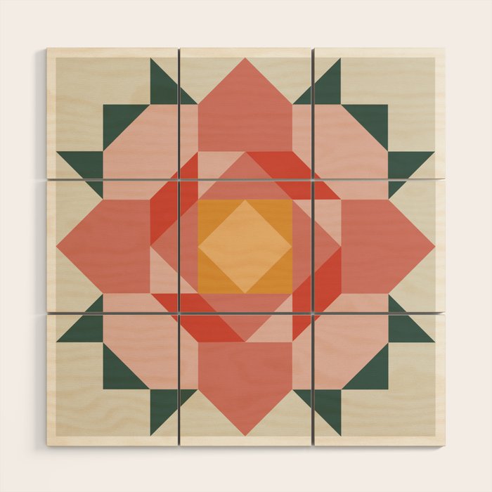 Quilt Square - Flower Wood Wall Art Gallery Image 1