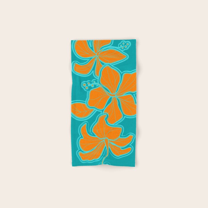 Kailua Hibiscus Hawaiian Engineered Floral Bath Towel Gallery Image 1