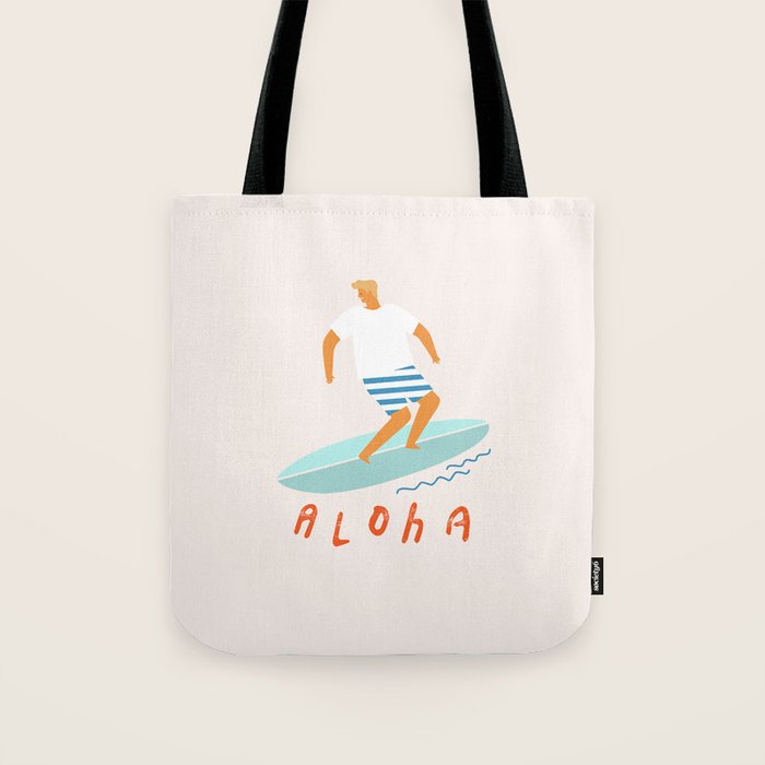 Surfer aloha poster Tote Bag Gallery Image 1