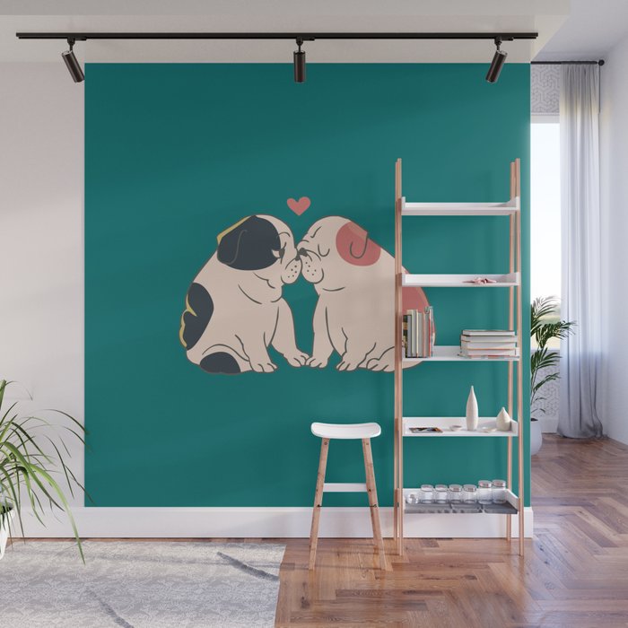 English Bulldog Kisses Wall Mural Gallery Image 1