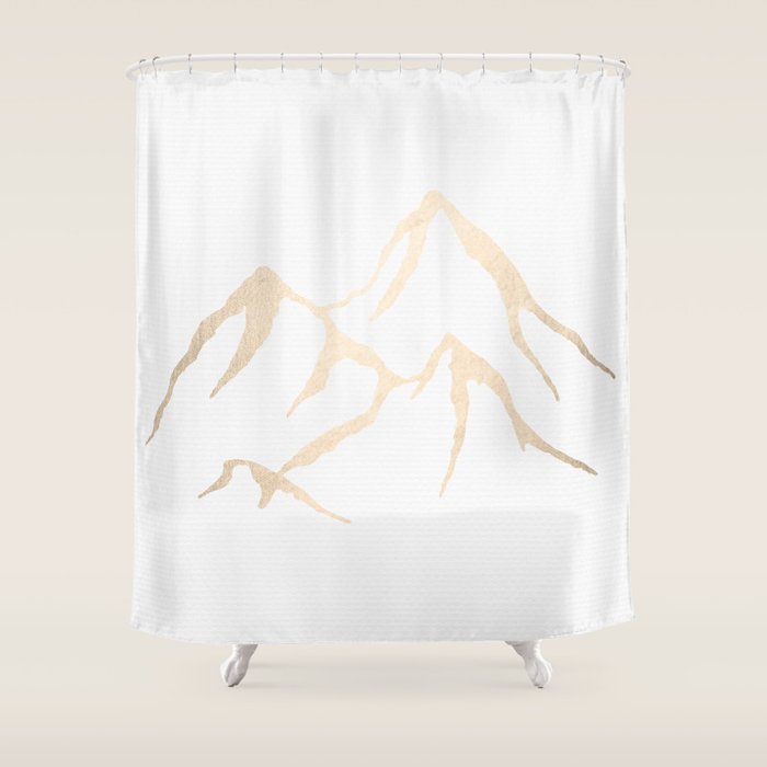 Adventure White Gold Mountains Shower Curtain Gallery Image 1