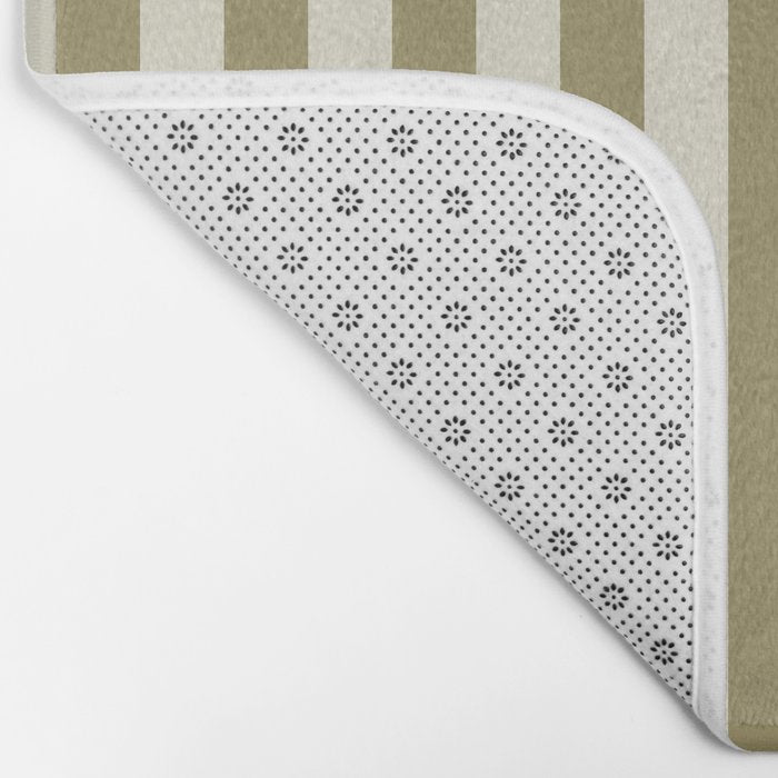 Olive Green Stripes Bath Mat Gallery Image 2