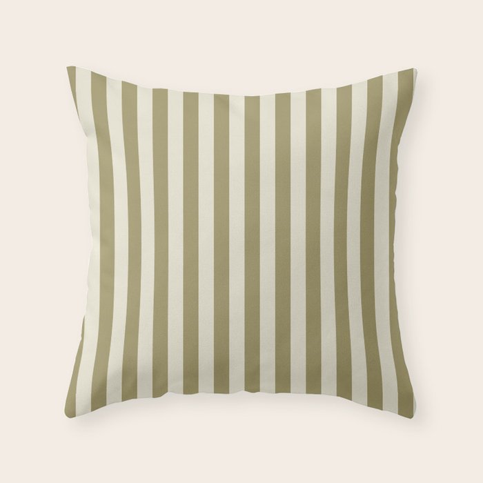 Olive Green Stripes Throw Pillow Gallery Image 6