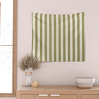 Olive Green Stripes Wall Tapestry Gallery Image 2