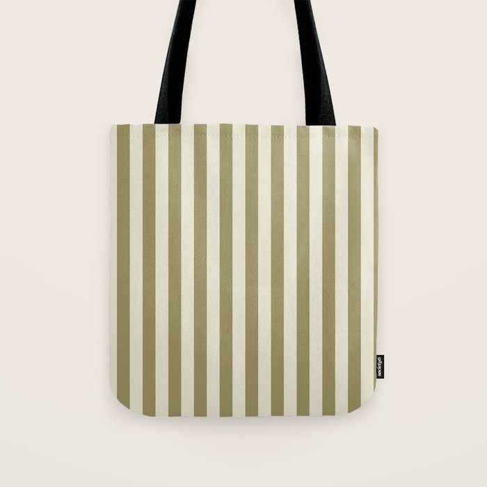 Olive Green Stripes Tote Bag Gallery Image 1