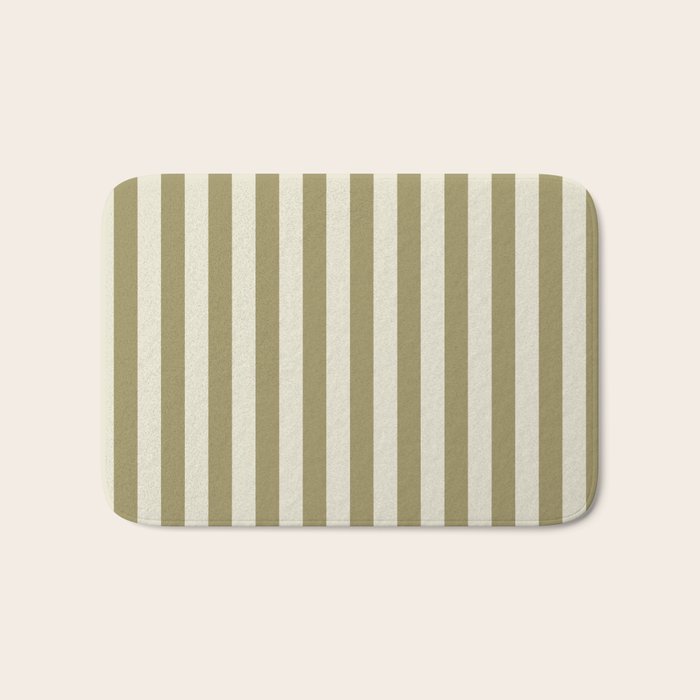 Olive Green Stripes Bath Mat