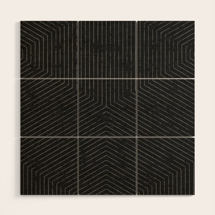 boho hexagon stripes - charcoal Wood Wall Art Gallery Image 1
