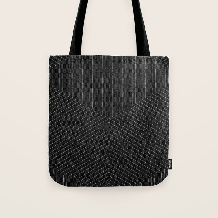 boho hexagon stripes - charcoal Tote Bag Gallery Image 1