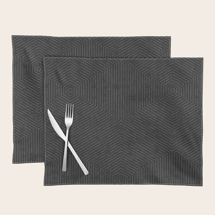boho hexagon stripes - charcoal Placemat Gallery Image 1
