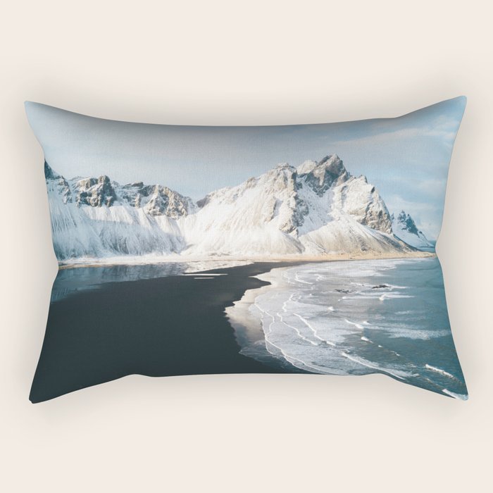Iceland Mountain Beach - Landscape Photography Rectangular Pillow Gallery Image 2