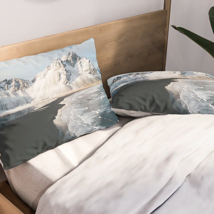 Iceland Mountain Beach - Landscape Photography Pillow Sham Gallery Image 2