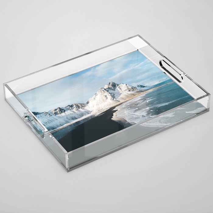 Iceland Mountain Beach - Landscape Photography Acrylic Tray Gallery Image 1