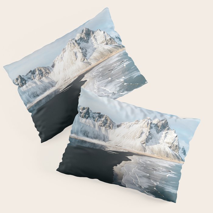 Iceland Mountain Beach - Landscape Photography Pillow Sham Gallery Image 1