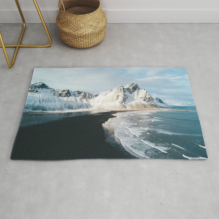 Iceland Mountain Beach - Landscape Photography Rug Gallery Image 1