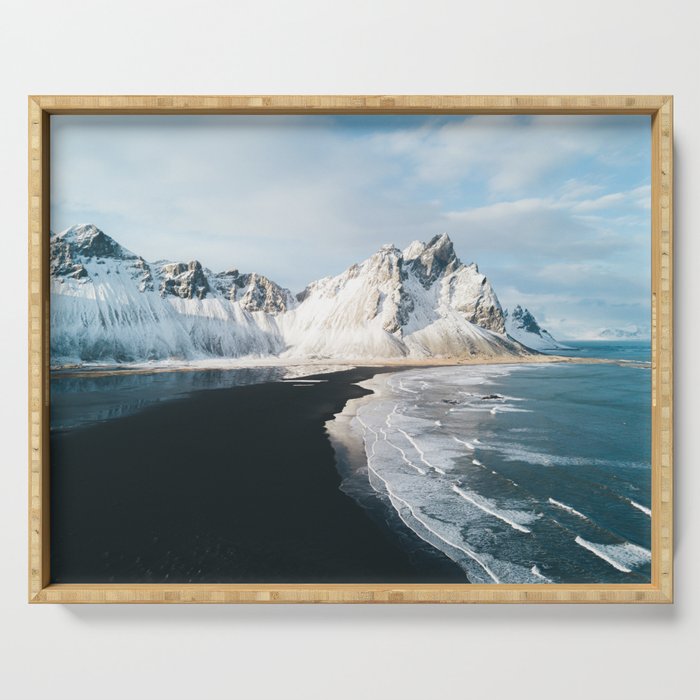 Iceland Mountain Beach - Landscape Photography Serving Tray Gallery Image 1