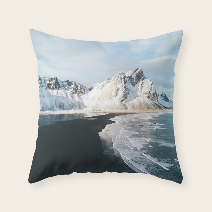 Iceland Mountain Beach - Landscape Photography Throw Pillow Gallery Image 6