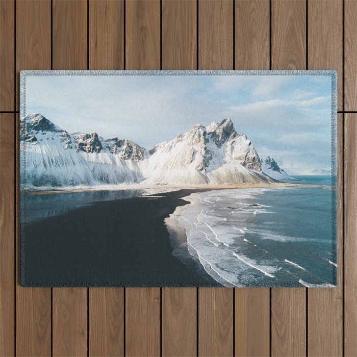 Iceland Mountain Beach - Landscape Photography Outdoor Rug Gallery Image 1