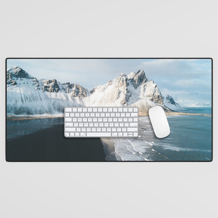 Iceland Mountain Beach - Landscape Photography Desk Mat Gallery Image 1