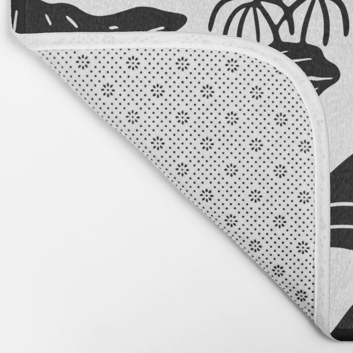 Black and white nature landscape doodle pattern Bath Mat Gallery Image 2