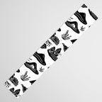 Black and white nature landscape doodle pattern Table Runner Gallery Image 3