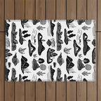 Black and white nature landscape doodle pattern Outdoor Rug Gallery Image 1
