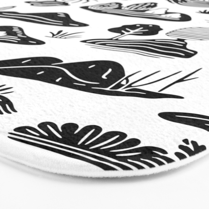 Black and white nature landscape doodle pattern Bath Mat Gallery Image 3