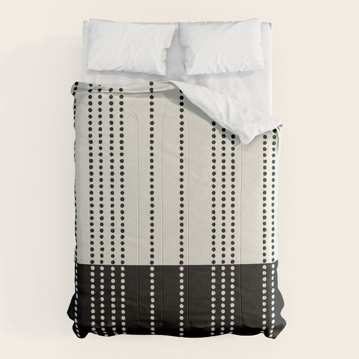 Ethnic Spotted Stripes, Ivory and Black Comforter Gallery Image 1