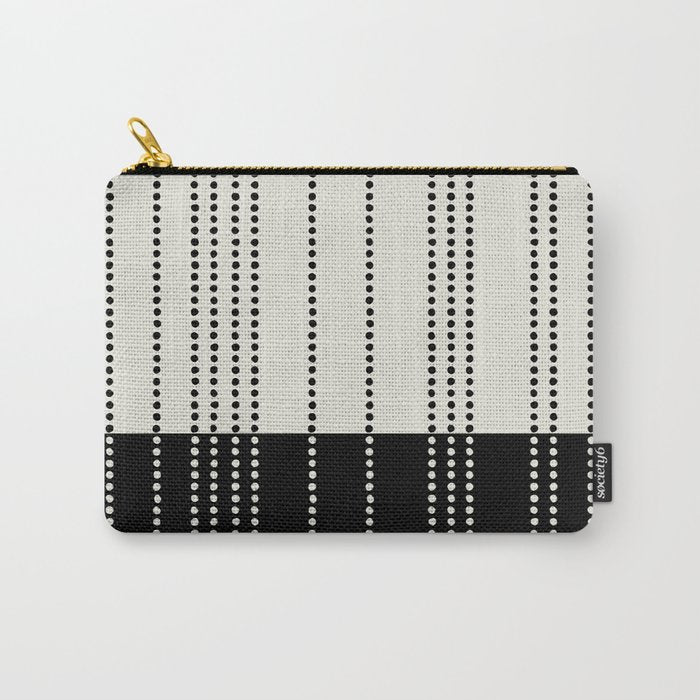 Ethnic Spotted Stripes, Ivory and Black Carry All Pouch Gallery Image 1