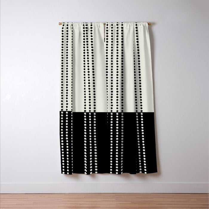 Ethnic Spotted Stripes, Ivory and Black Window Curtain Gallery Image 3