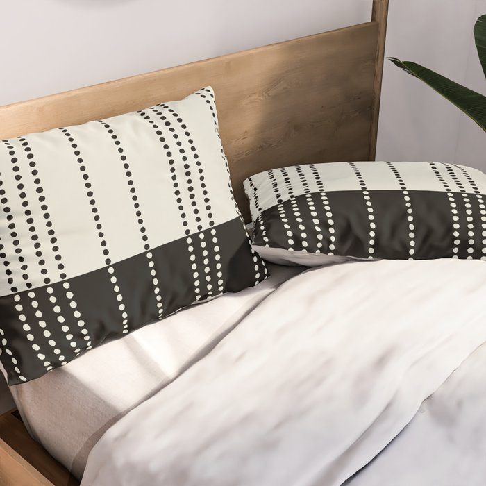 Ethnic Spotted Stripes, Ivory and Black Pillow Sham Gallery Image 2