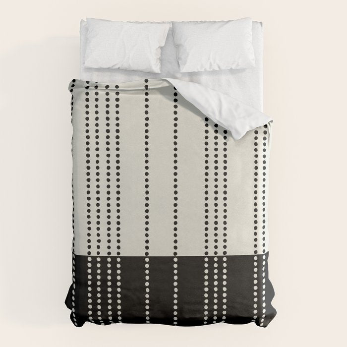 Ethnic Spotted Stripes, Ivory and Black Duvet Cover Gallery Image 1