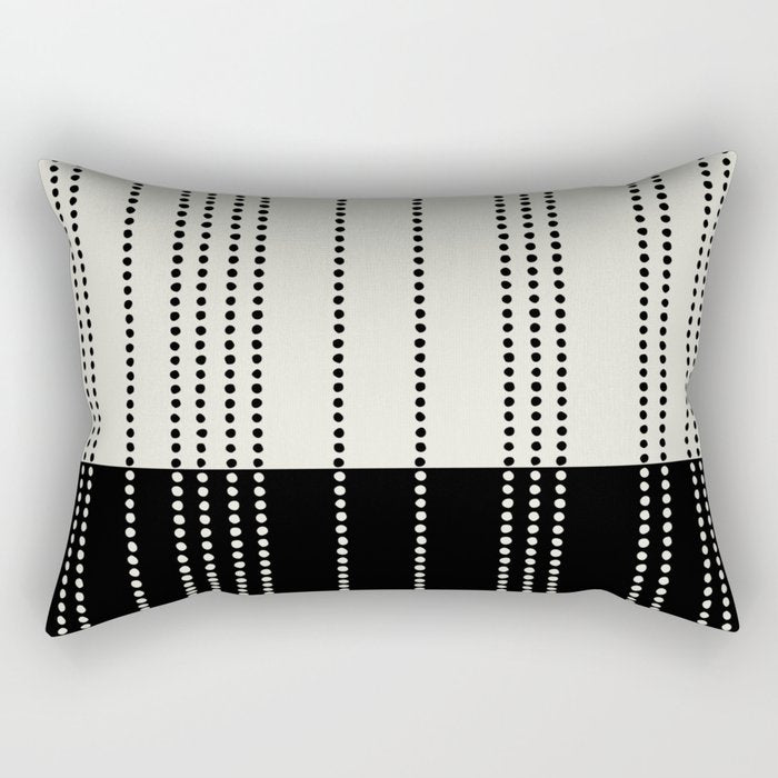 Ethnic Spotted Stripes, Ivory and Black Rectangular Pillow Gallery Image 1