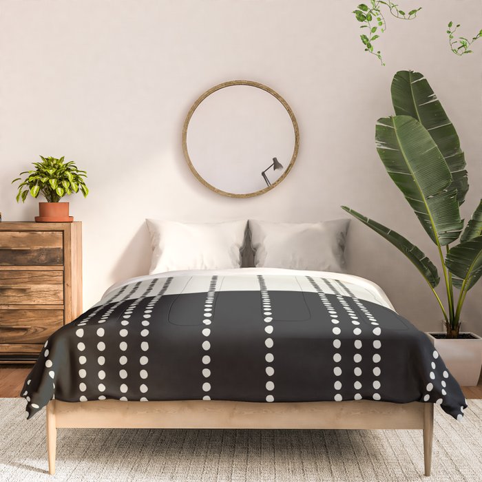 Ethnic Spotted Stripes, Ivory and Black Comforter Gallery Image 3