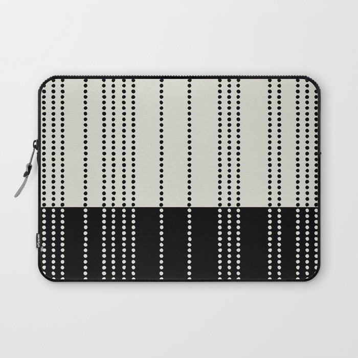 Ethnic Spotted Stripes, Ivory and Black Laptop Sleeve Gallery Image 1