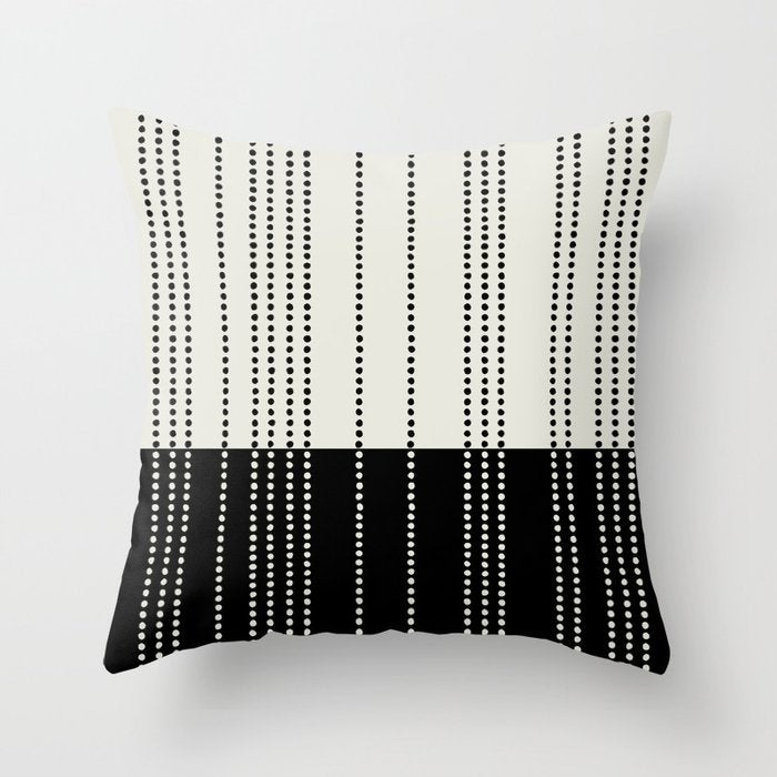 Ethnic Spotted Stripes, Ivory and Black Throw Pillow Gallery Image 6