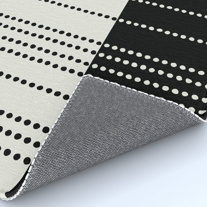 Ethnic Spotted Stripes, Ivory and Black Rug Gallery Image 4