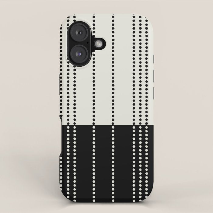 Ethnic Spotted Stripes, Ivory and Black iPhone Case Gallery Image 1