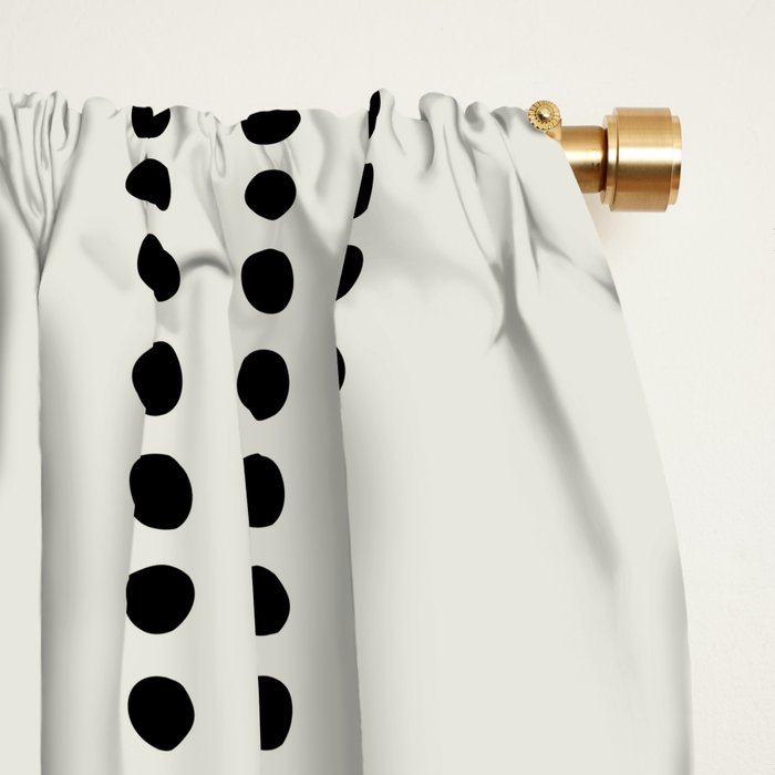 Ethnic Spotted Stripes, Ivory and Black Window Curtain Gallery Image 2