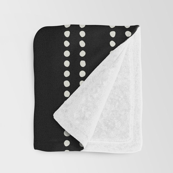 Ethnic Spotted Stripes, Ivory and Black Throw Blanket Gallery Image 3