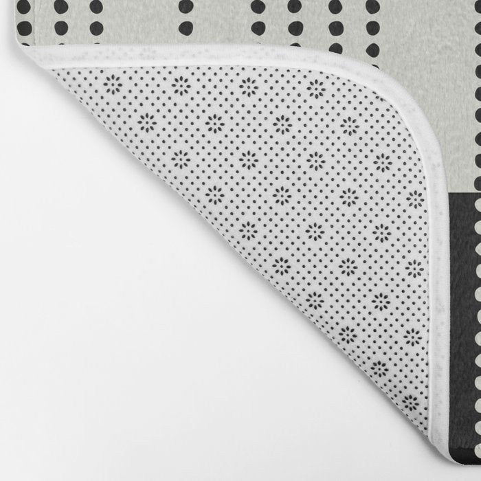Ethnic Spotted Stripes, Ivory and Black Bath Mat Gallery Image 2