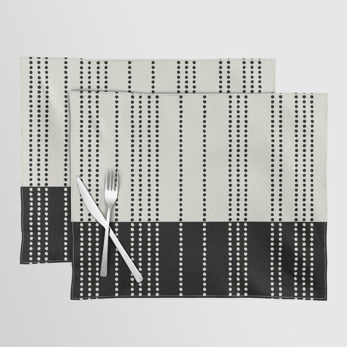 Ethnic Spotted Stripes, Ivory and Black Placemat Gallery Image 1