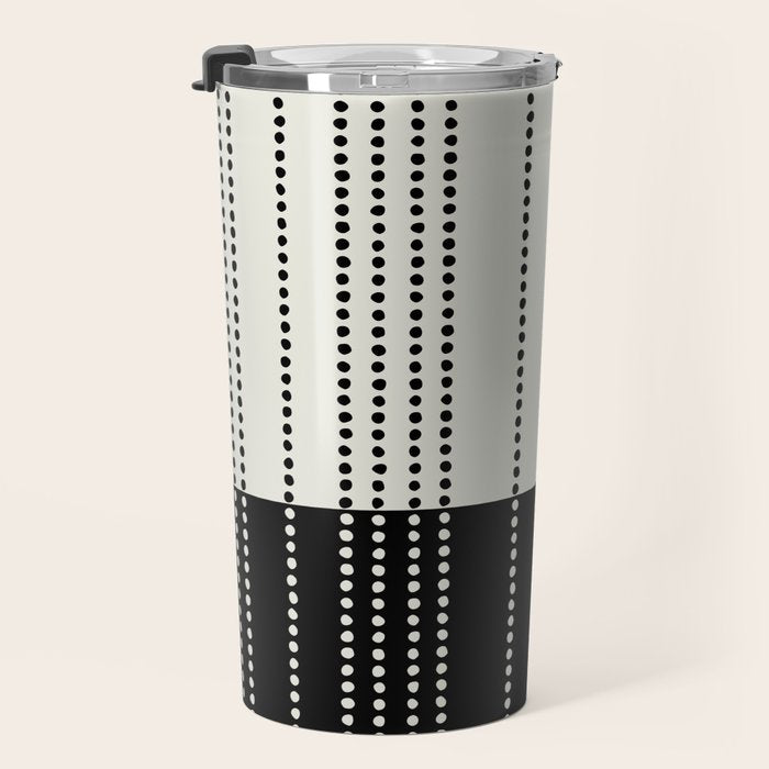 Ethnic Spotted Stripes, Ivory and Black Travel Mug Gallery Image 3